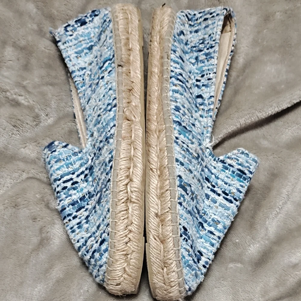 Manebi Tweed Blue Espadrille Women Shoes size 39/8